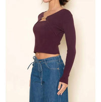 Fore Collection - Brenna Buckle V-neck Knit Top