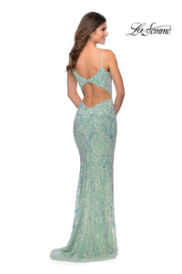 La Femme - Floral Iridescent Sequin Prom Dress