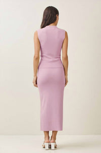 ABLE Pleated Front Top & Skirt Set in pink - women's skirt - detail view
