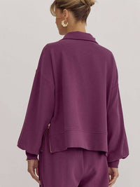 Entro - Women's Ribbed Zip Up Collared Sweater