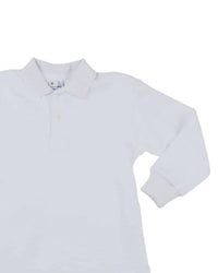 Florence Eiseman Kid's Long Sleeve Polo in white - kids' long sleeve top - detail view