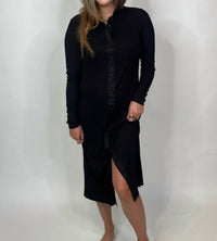 Bella Dahl Rib Button Down Shirt in black - women's dress