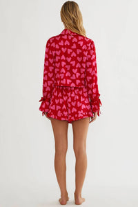 Beach Riot Aurora & Luna Pj Set in valentine heart - women's sleepwear - detail view