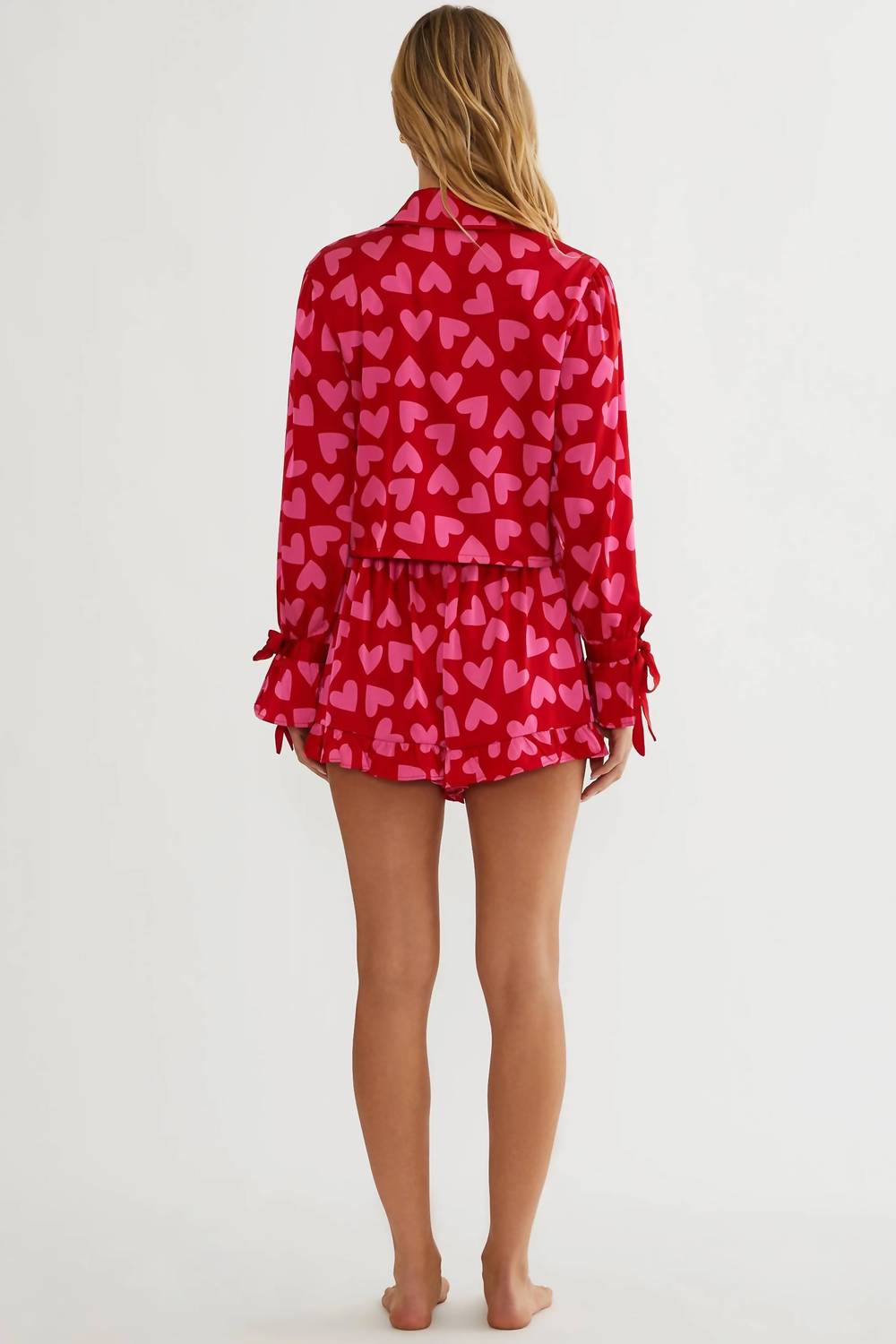 Beach Riot Aurora & Luna Pj Set in valentine heart - women's sleepwear - detail view