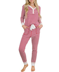 la society Annika Pajama Set in red stripe - women's sleepwear