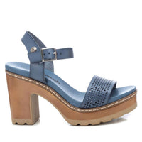 Xti Women's Casual Heeled Platform Sandals in jeans - women's sandal - detail view