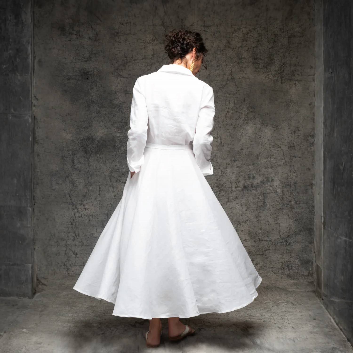 Maison Zoulias - Stella Linen Shirt Midi Dress