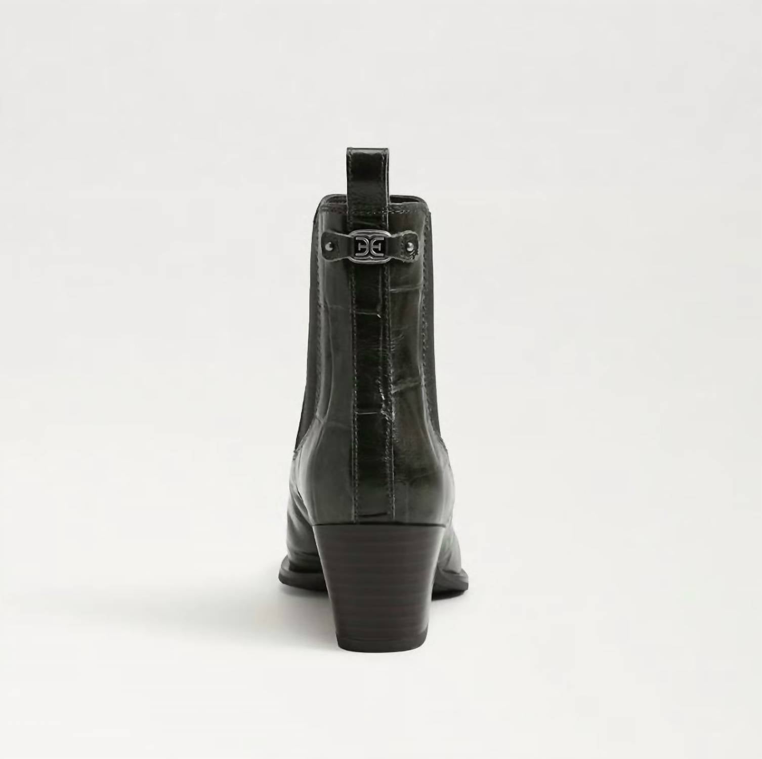 Sam Edelman Women's Ashtyn 2 Ankle Bootie in deep olive croco leather - women's shoe - alternate view