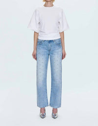 PISTOLA Lexi Mid Rise Bowed Straight Leg Jeans in aries 1 - women's jeans