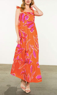 Thml - Tie Strap Flower Print Maxi Dress