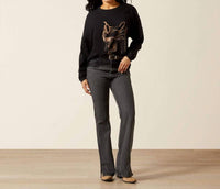 ARIAT Canvas Oversized T Shirt in black - women's long sleeve top - alternate view