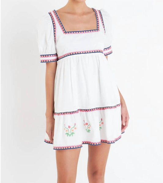 English Factory - EMBROIDERED SHORT SLEEVE DRESS