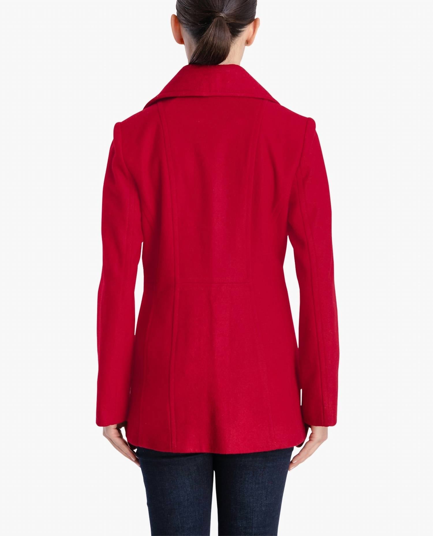 London Fog - Double Breasted Peacoat With Scarf