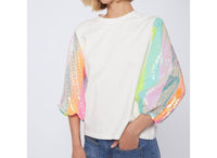 Vilagallo - Sequin Sleeve Strip Top