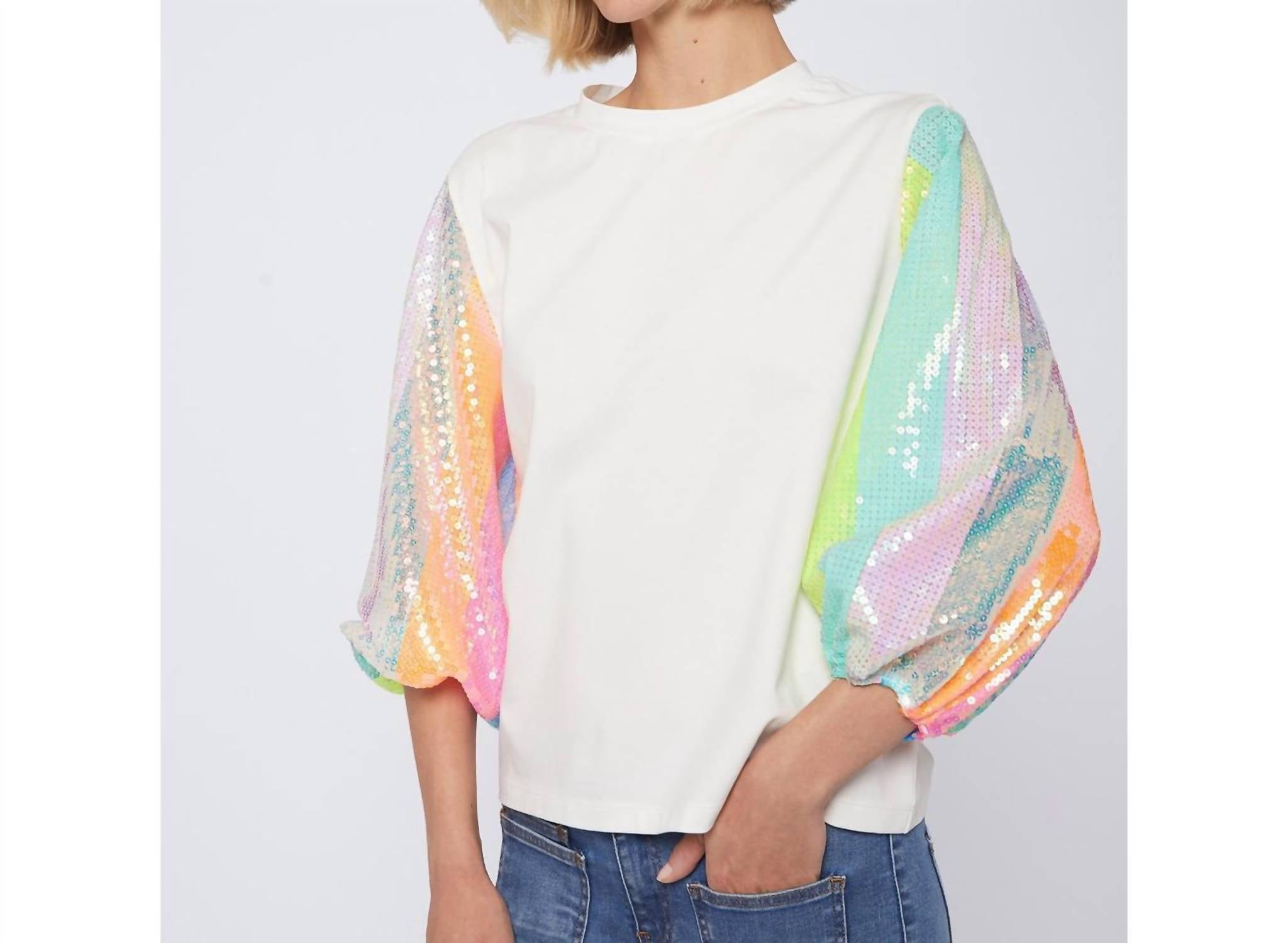 Vilagallo - Sequin Sleeve Strip Top