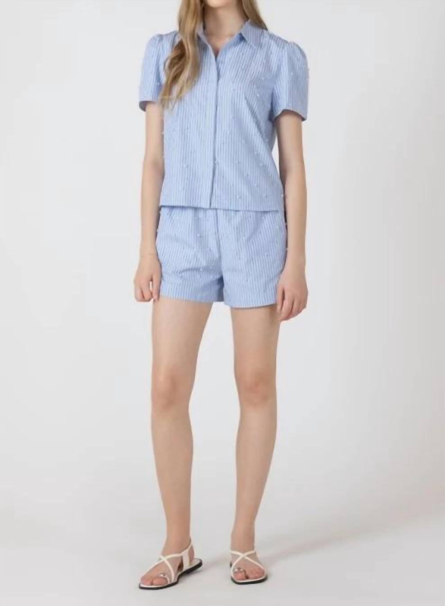 Dex Clothing - Women's Pearl Detail Button Up Shirt