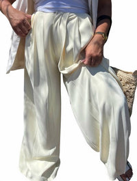 Muy Muy Fancy Wide Leg Trousers in butter yellow - women's pants - detail view
