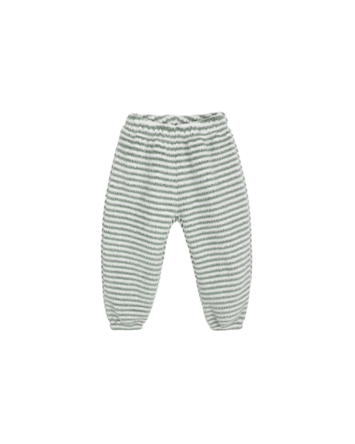 Rylee + Cru Kids' Relaxed Sweatpants in evergreen stripe - kids' joggers - alternate view