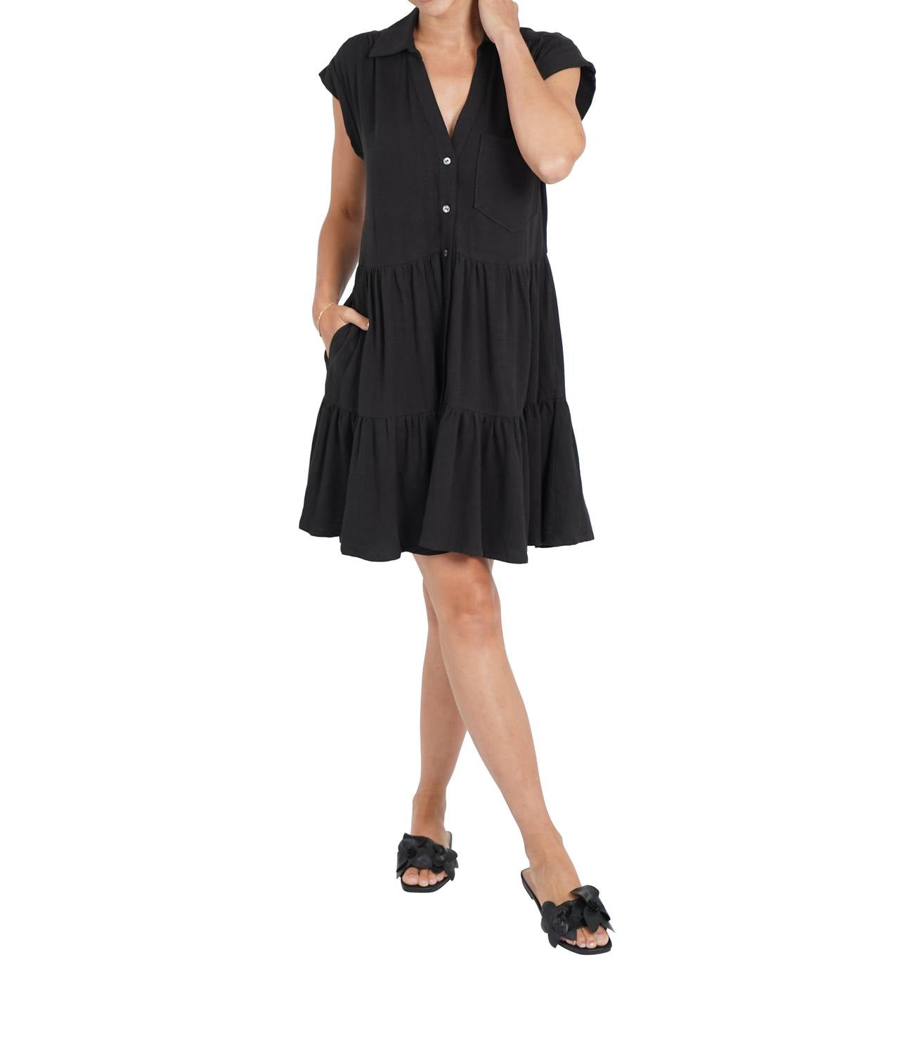 Love Token - Karla Linen Blend Short Shirtdress