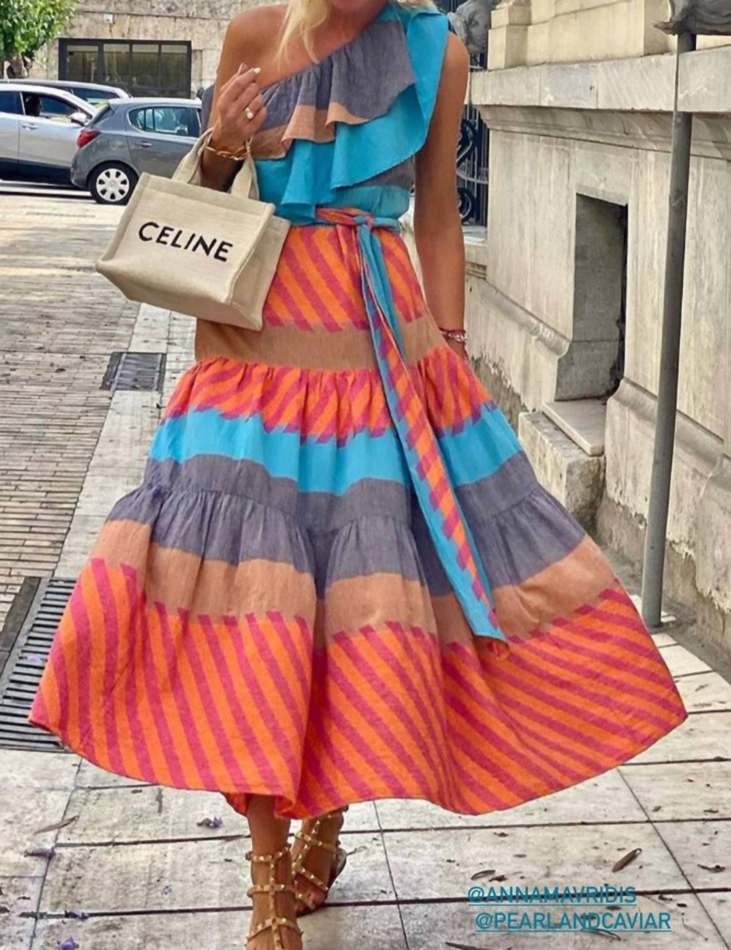 Pearl And Caviar - Cora Ruffled One Shoulder Maxi Dress