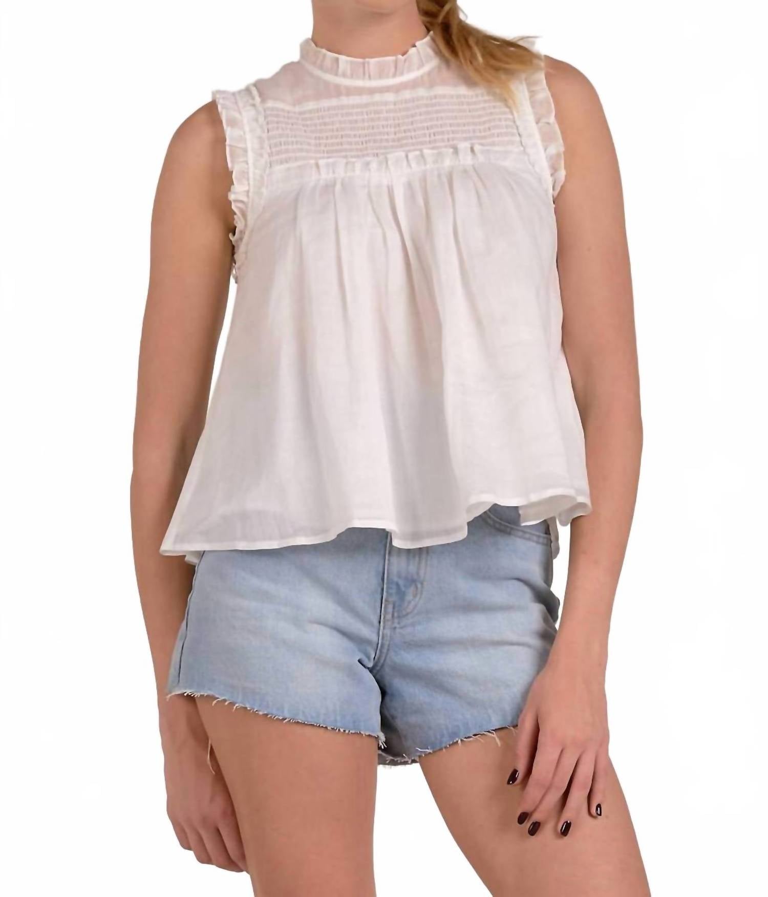 Elan - Ruffle Trim Sleeveless Blouse