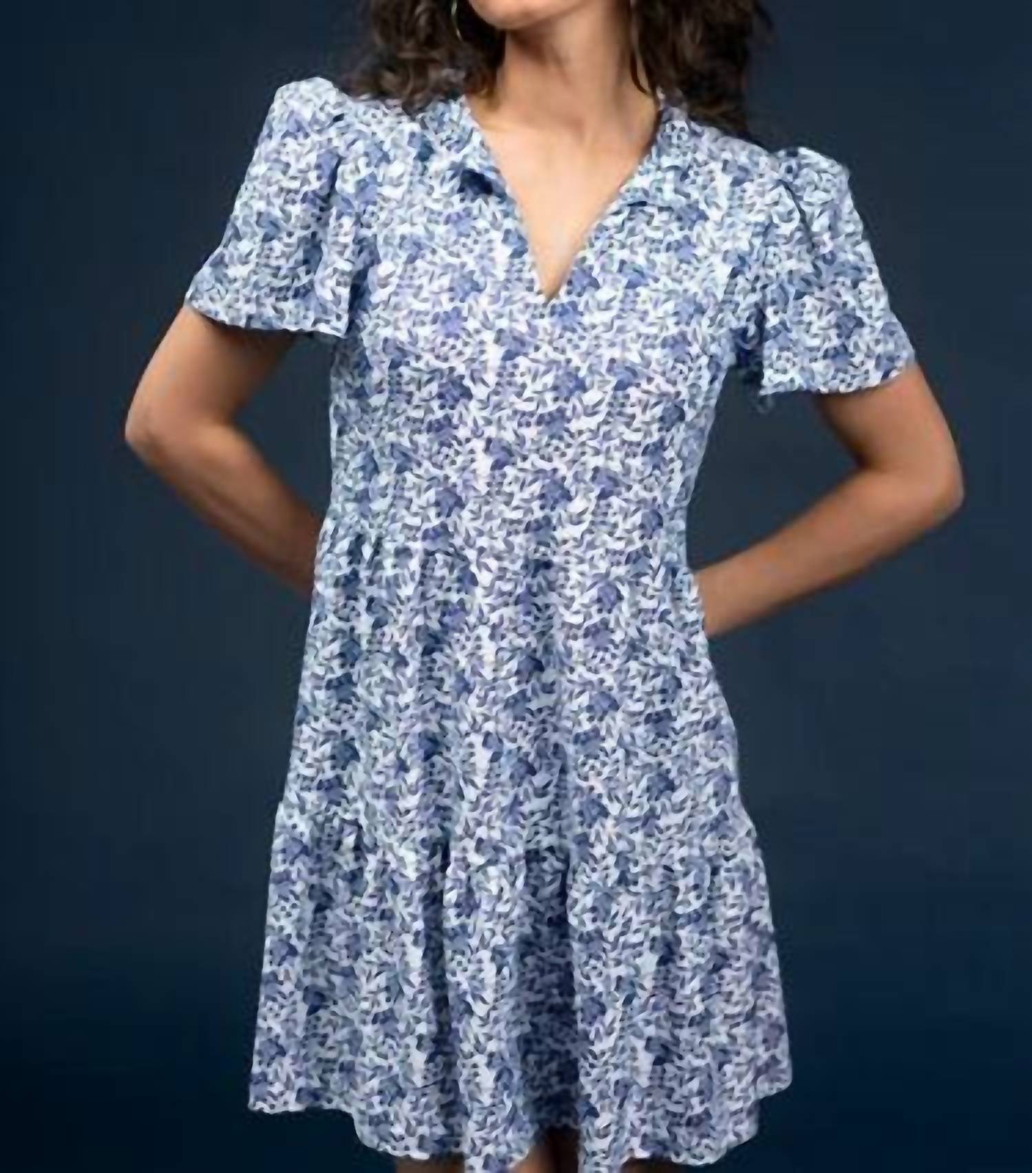 SMITH & QUINN Navy Dress in bluebonnet - women's dress - detail view