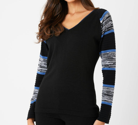 French Kyss - Two Tone Sleeve V-Neck Top
