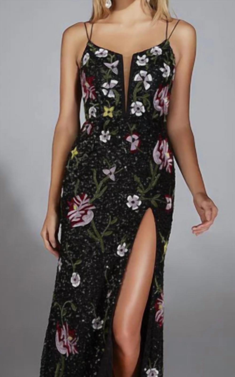 Alyce Paris - Hand-Beaded Floral Dress