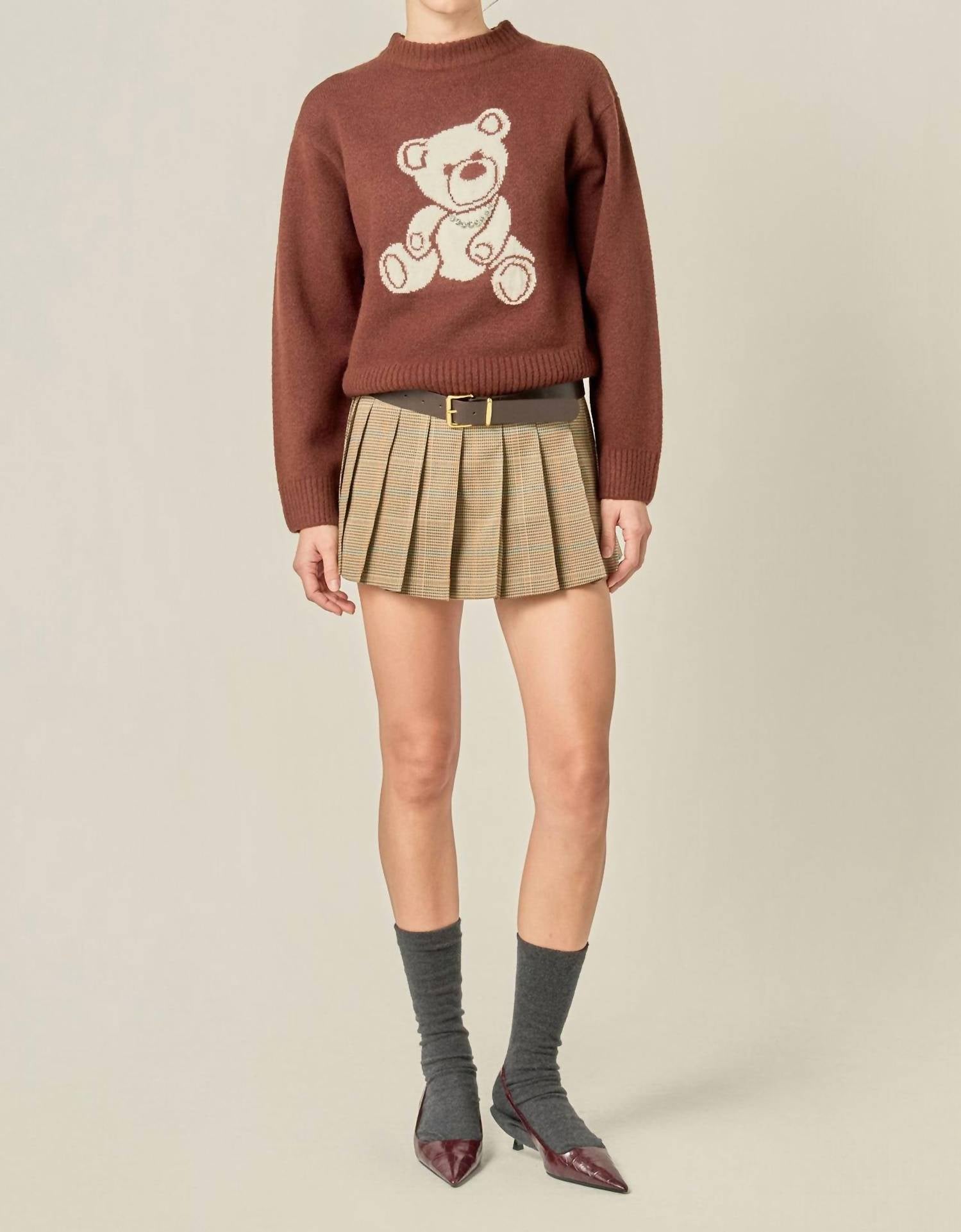 English Factory - Olivia Teddy Bear Knit Sweater
