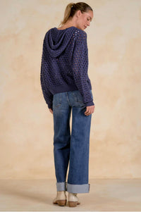 Elan - Women's Collette Crochet Zip Hoodie Sweater