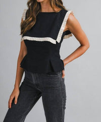 MABLE Daleyza Top in black - women's blouse - detail view