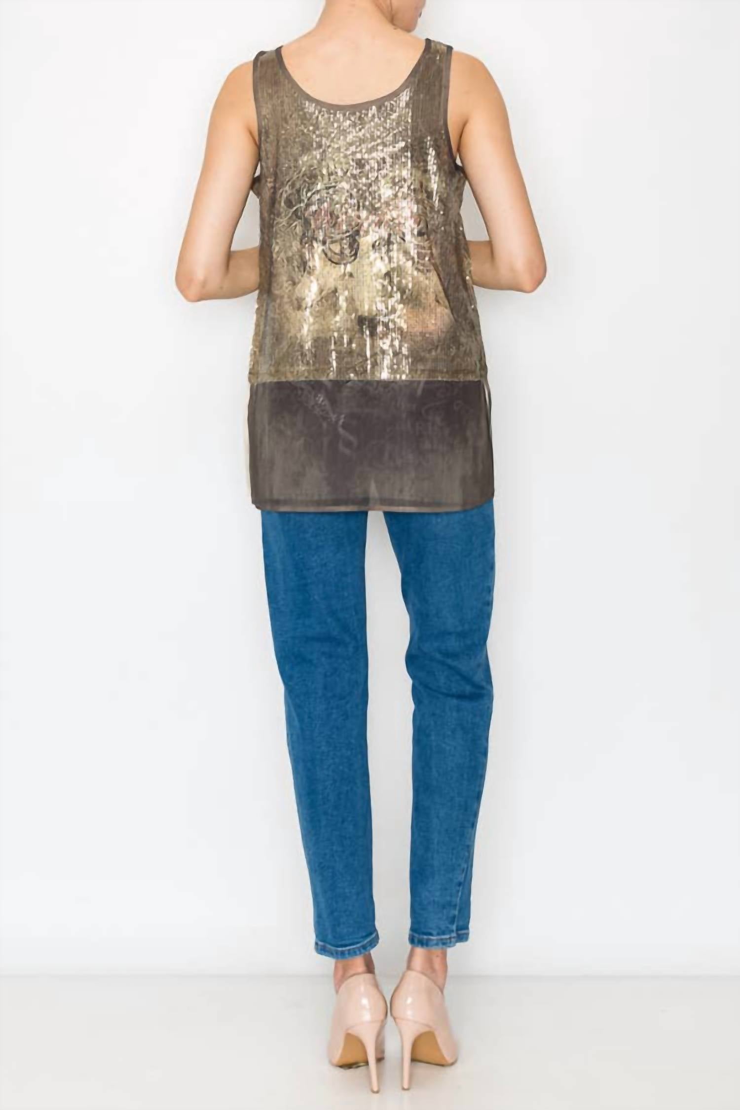 Origami - Sequin & Chiffon Tank Top