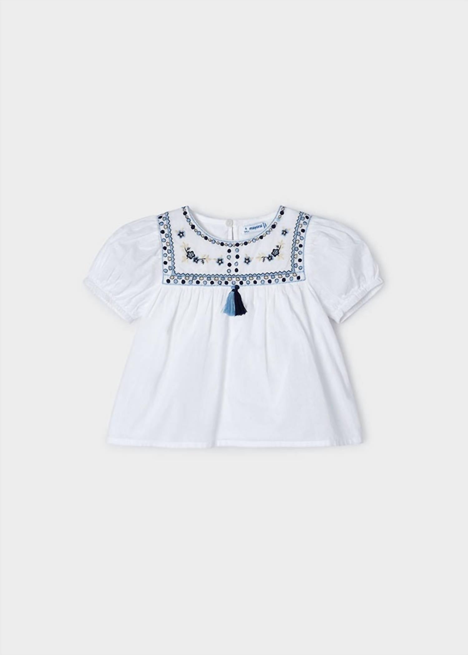 Mayoral - Girls' Floral Embroidered Peasant Blouse