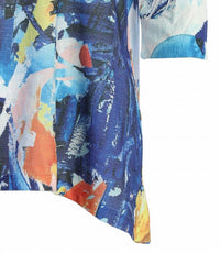 Jess & Jane Women's Bravo Button Accent Side Slit Top in multi - women's blouse - alternate view