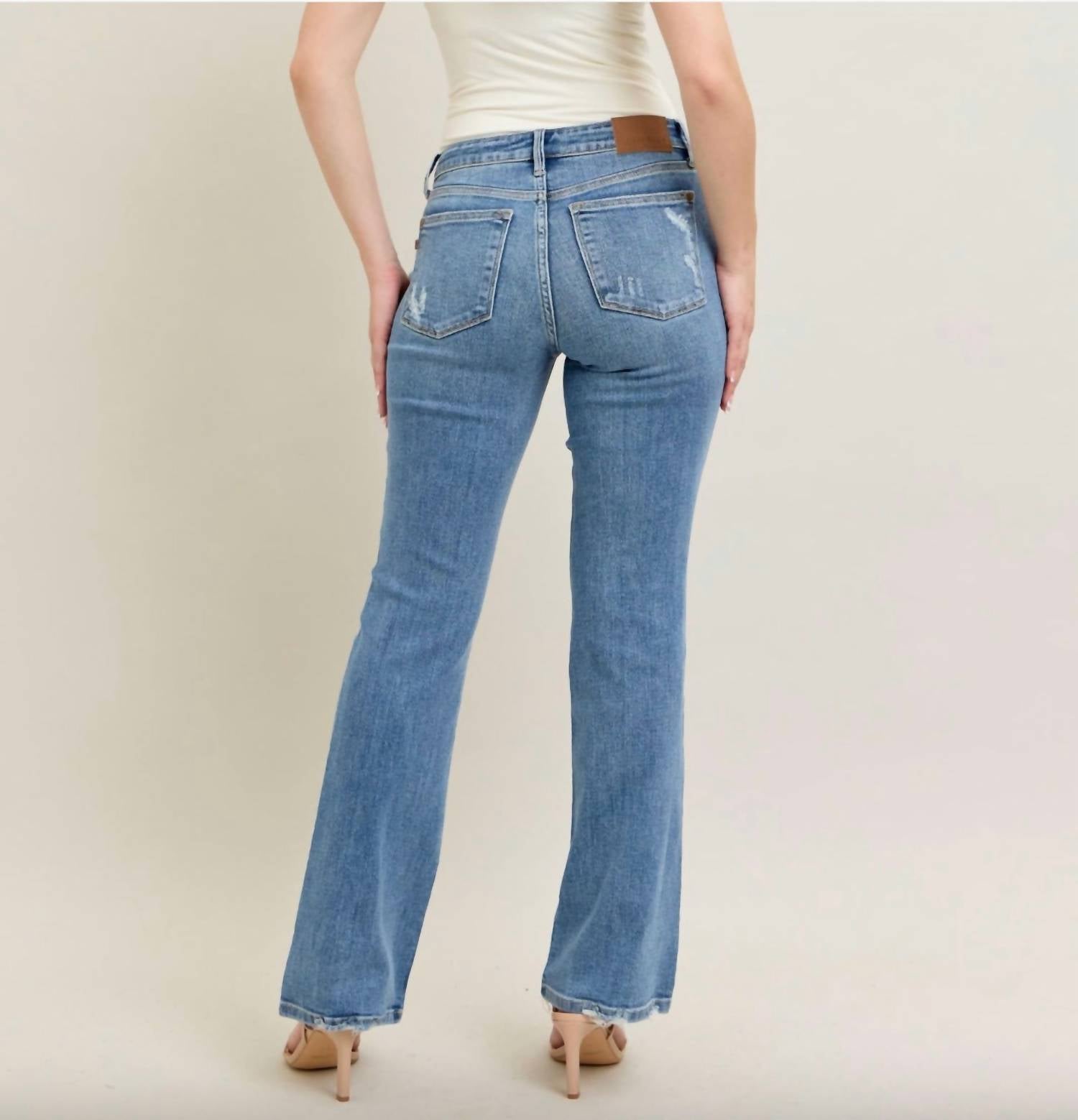 Judy Blue - Destroyed Hem Rise Bootcut Jeans