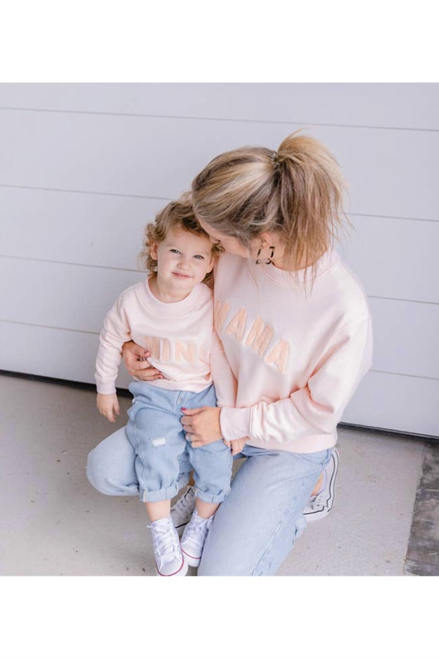 LeLaLo Women's Chenille Cotton Sweatshirt in pink - women's sweater - alternate view