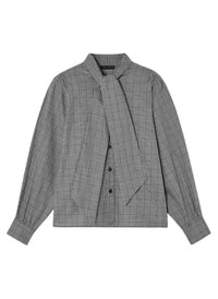 Tara Jarmon - Candya Check Shirt With Pussy Bow Collar