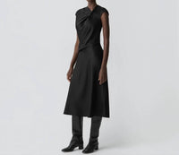 Theory - Twist Bodice Satin Midi Dress