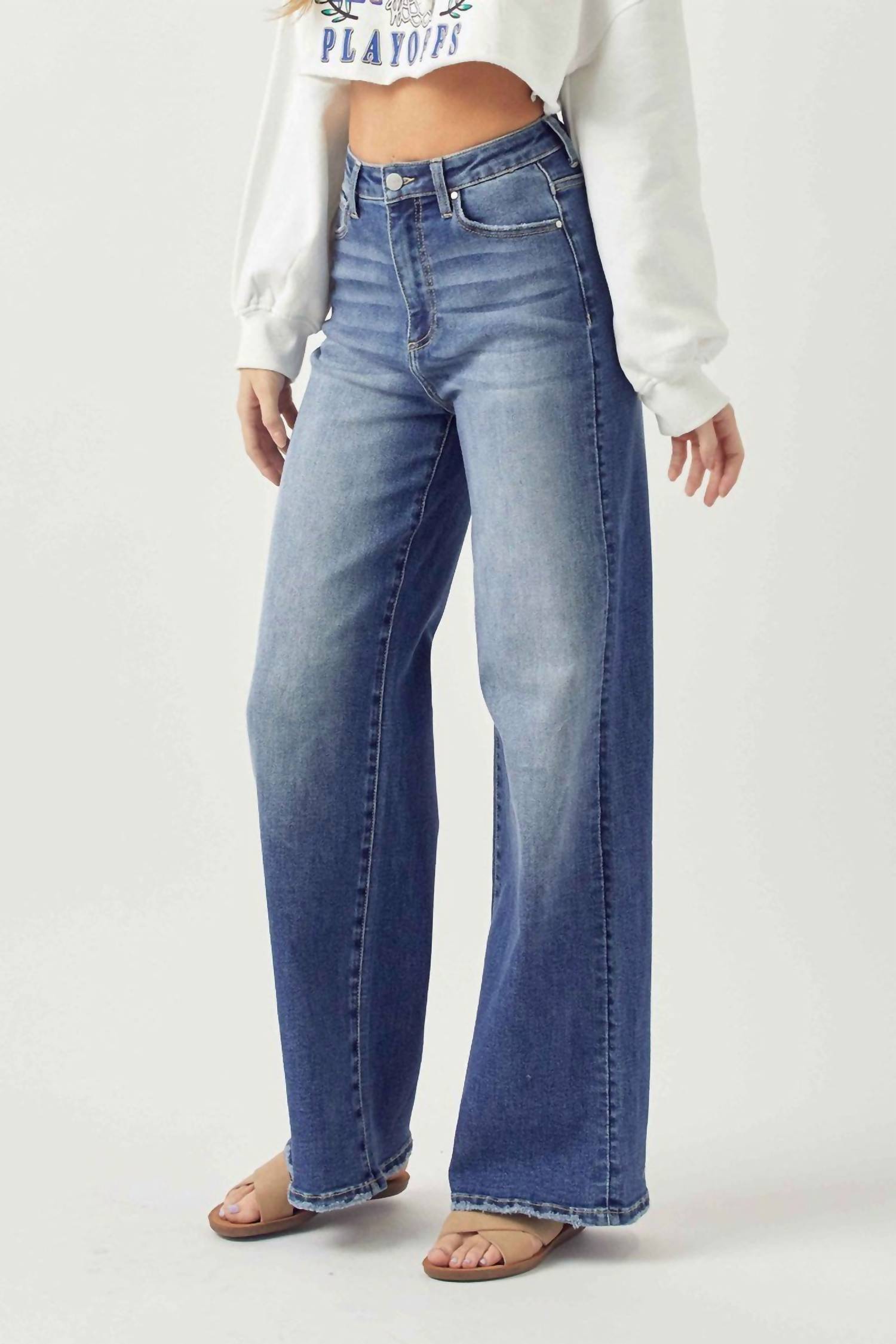 RISEN High-rise Wide Leg Jeans in dark blue - women's jeans - alternate view