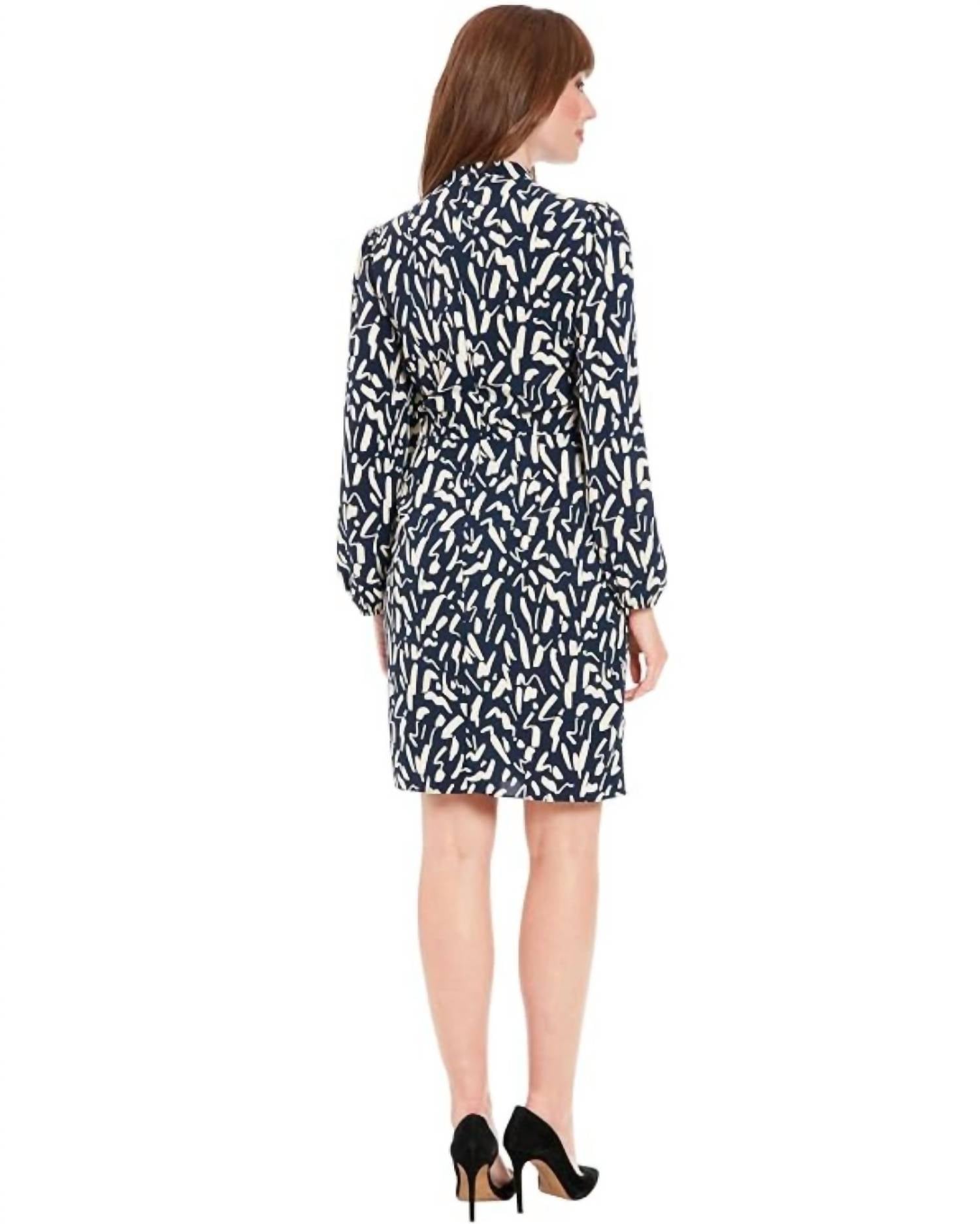 London Times - Wrap Skirt Bishop Sleeve Dress