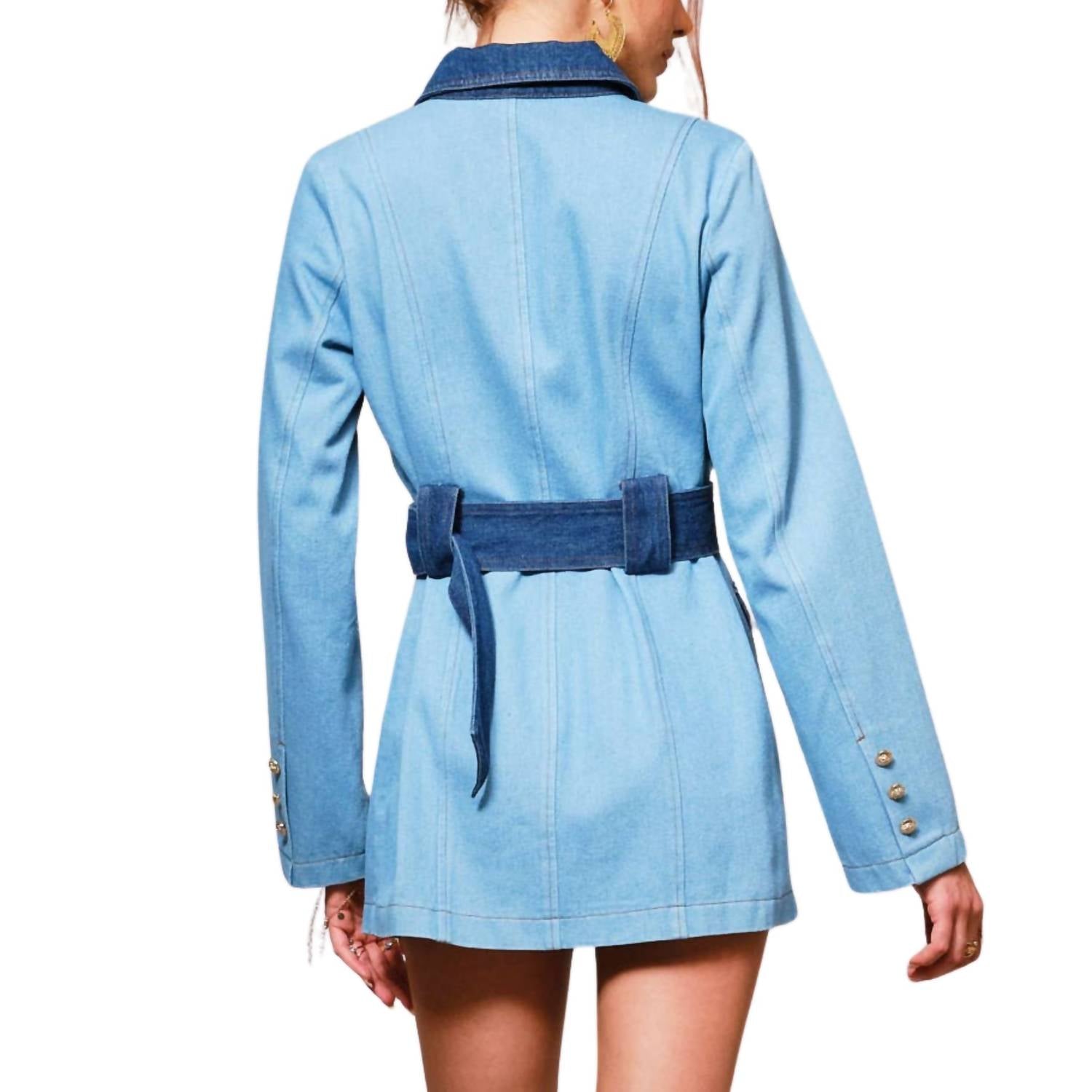 Blue B - Two Tone Belted Denim Twill Dress