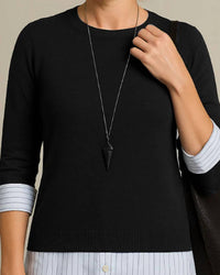 J'Envie/Eli Toulon Layered Sweater in black - women's sweater - detail view