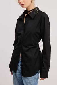 Mimosa - Back Self-tie Fitted Collared Shirt