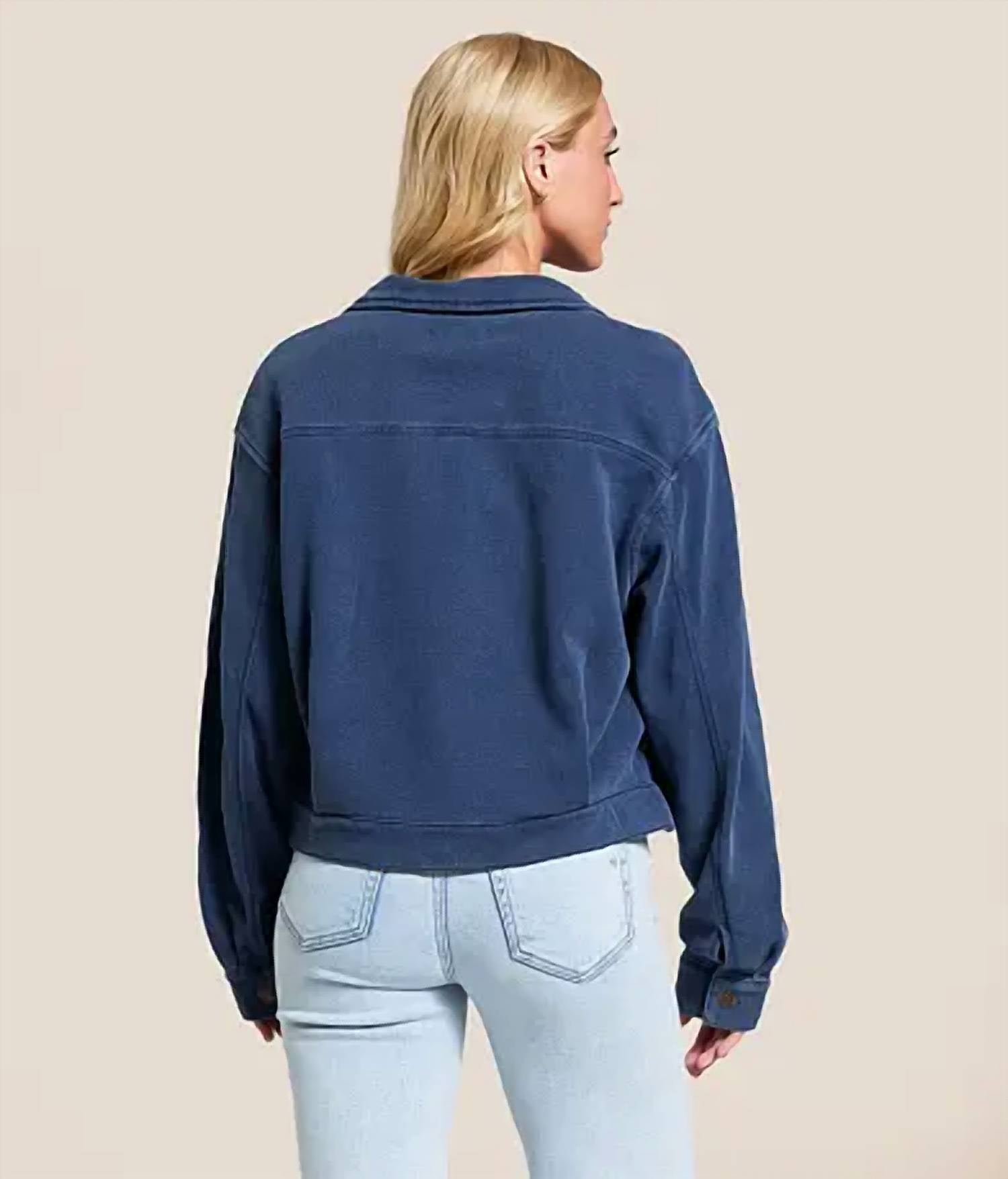 Z Supply Heritage Knit Jacket in indigo 2 - women's jacket - alternate view