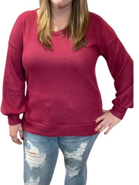 Honeyme - Fleece Ribbed Sweater
