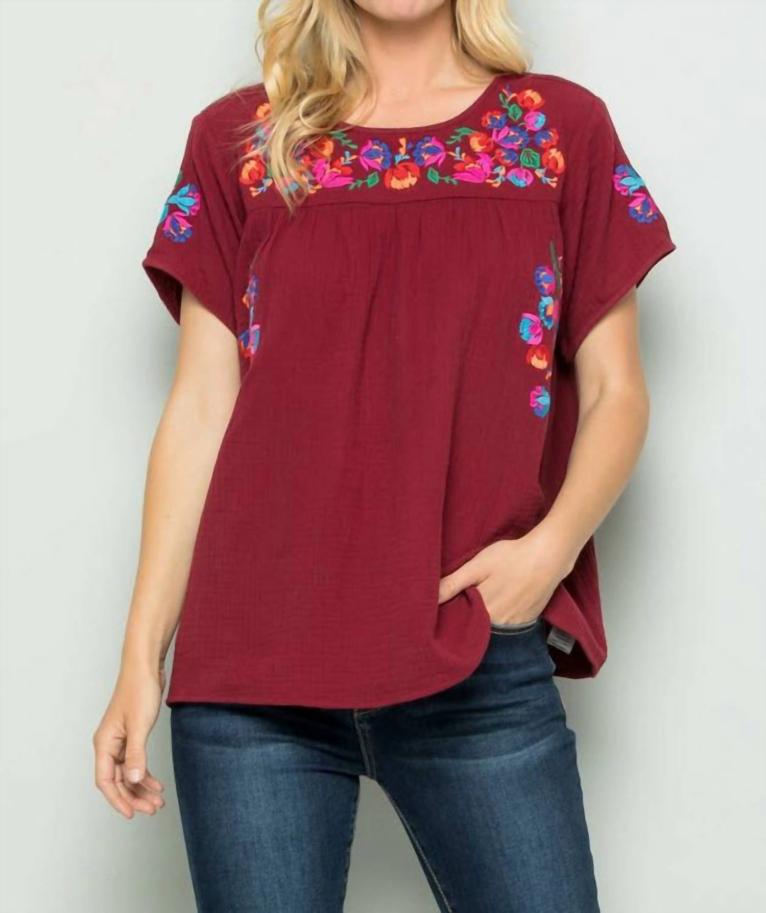 See And Be Seen - On The Border Embroidered Top