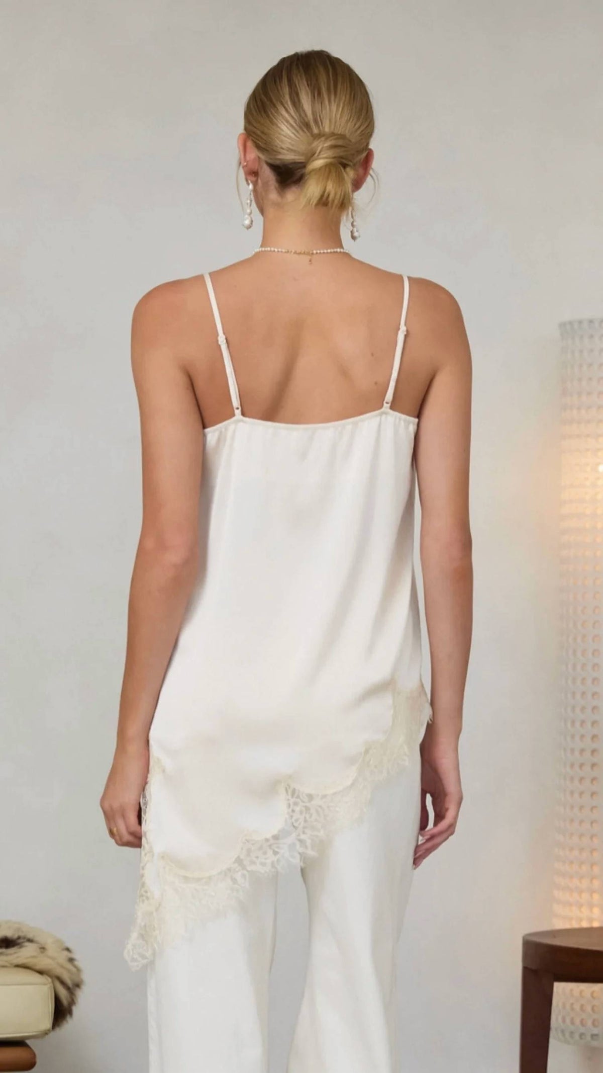 Skies Are Blue - Asymmetrical Crinkled Satin Cami Tunic Top