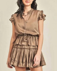 RESET by Jane Lubna Mini Dress in mocha - women's dress
