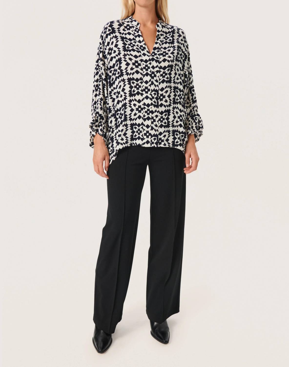 Soaked In Luxury - Zaya V-notch Neck Blouse