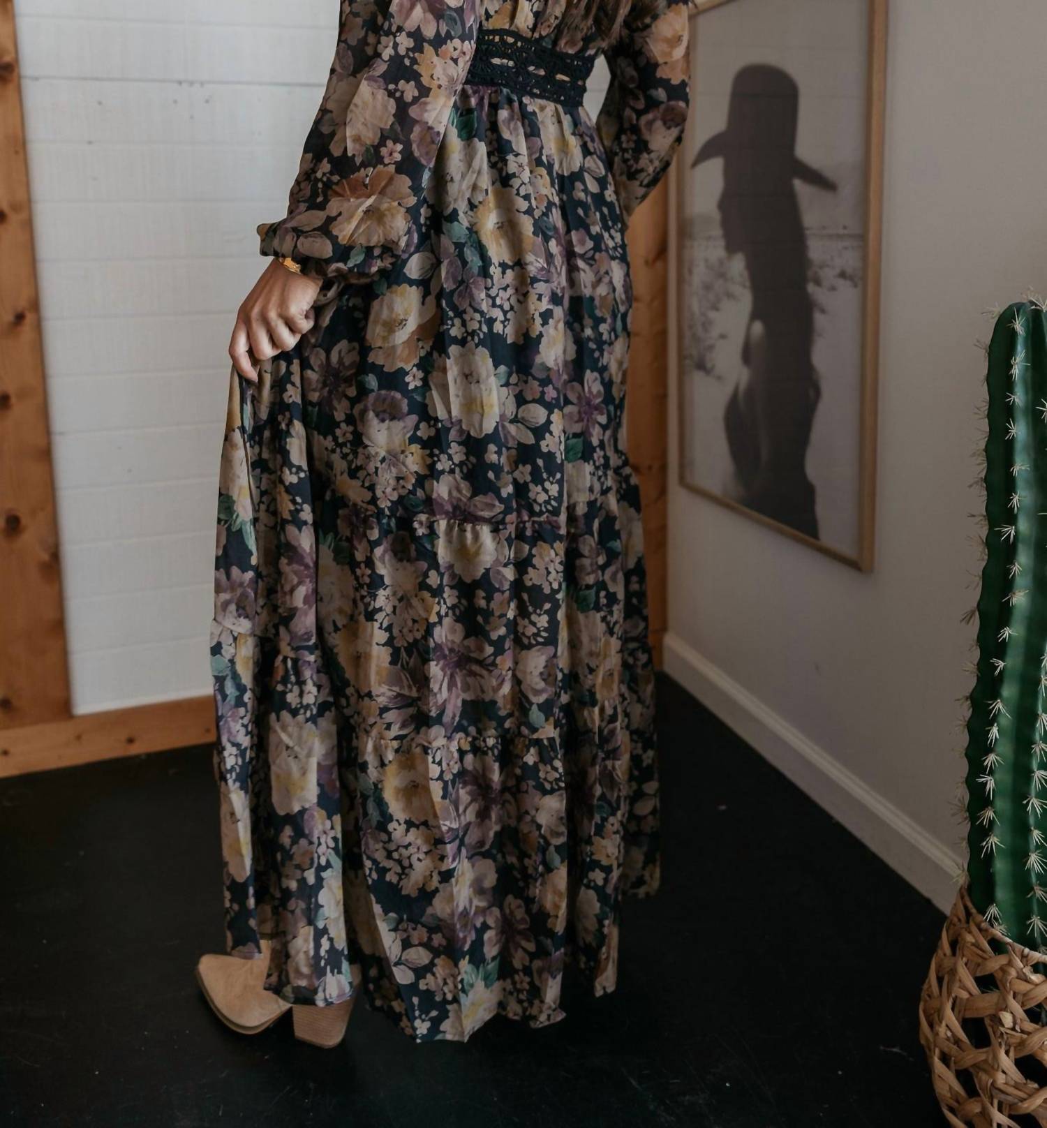 Promesa - Misty Meadow Floral Button-up Maxi Prairie Dress